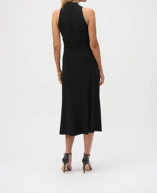 Joseph Ribkoff - V-neck Waist Sash Fit And Flare Dress