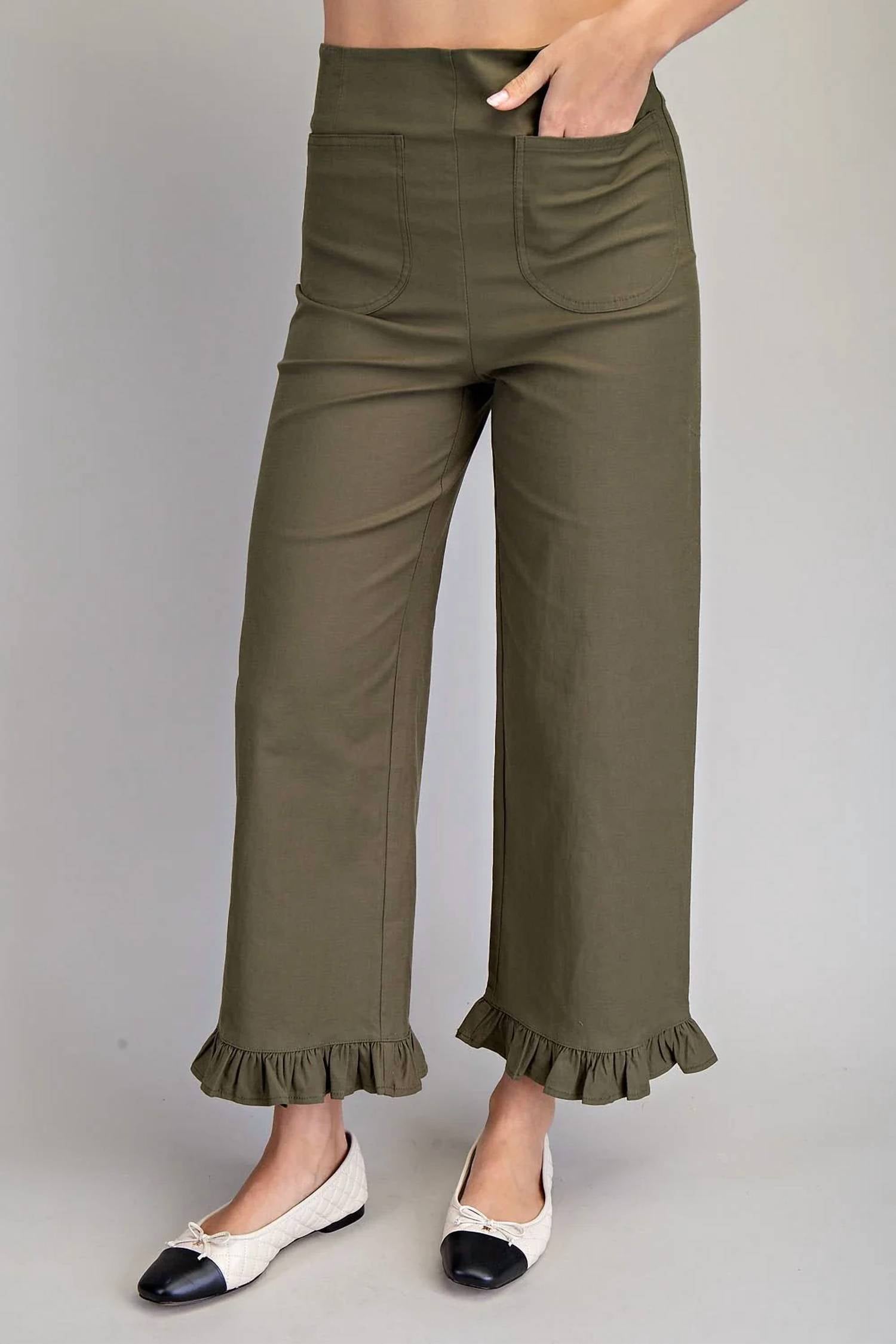 Ee:Some - Women's Leanne Straight Leg Ruffled Hem Pants