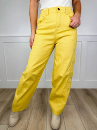 Davi & Dani - High-rise Cotton Blend Barrel Jeans