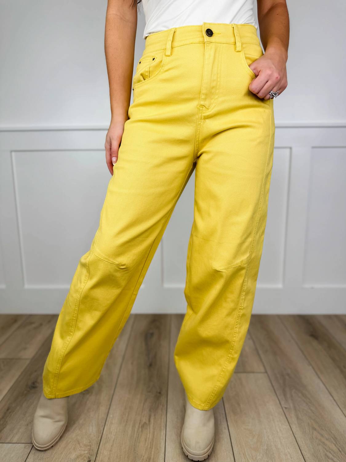 Davi & Dani - High-rise Cotton Blend Barrel Jeans