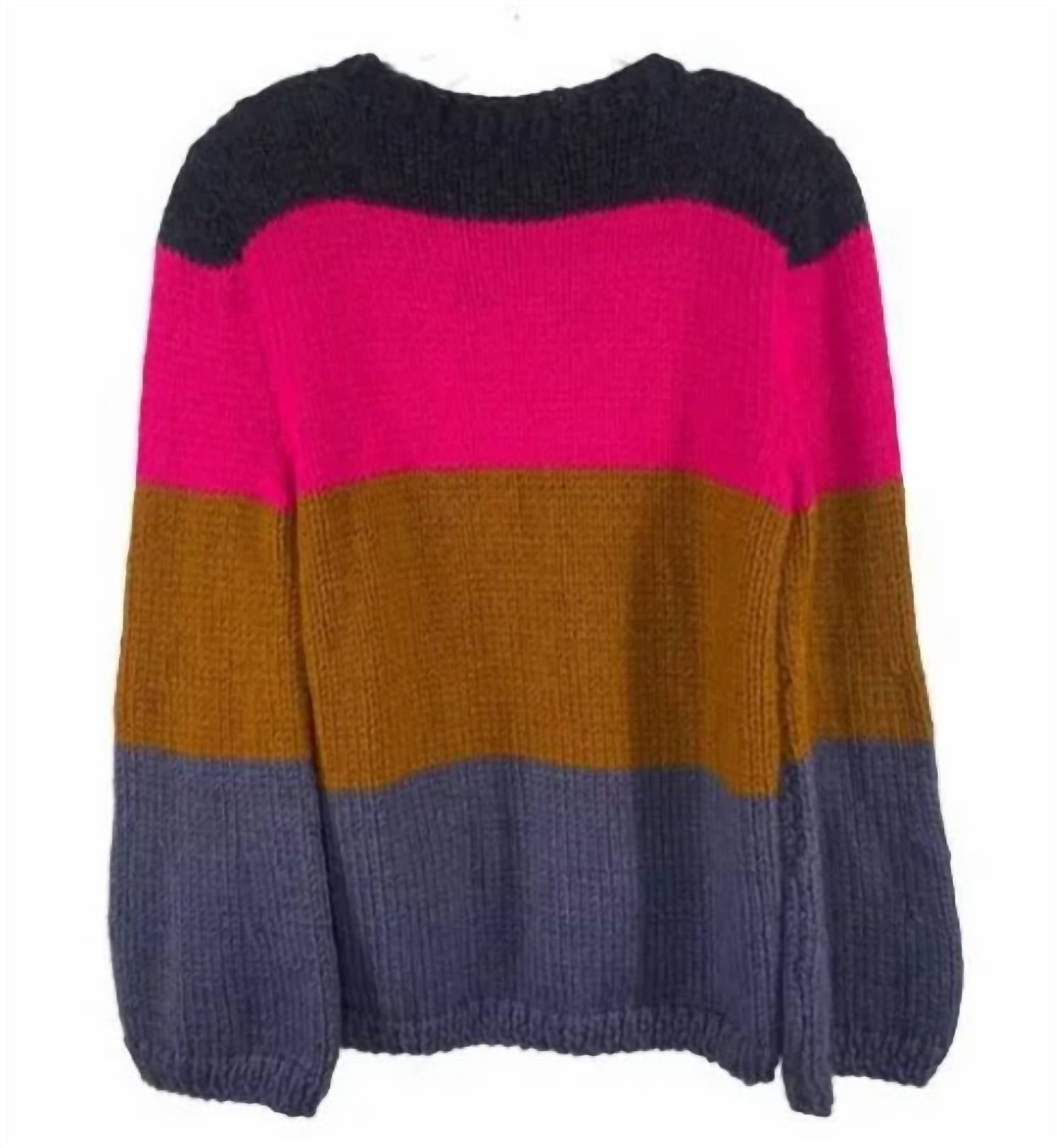 Vero Alfie - Women's Aguariba Colorblock Chunky Knit Chevron Sweater