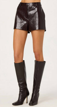 ASTR Wynn Textured Shorts in dark brown - women's shorts - detail view