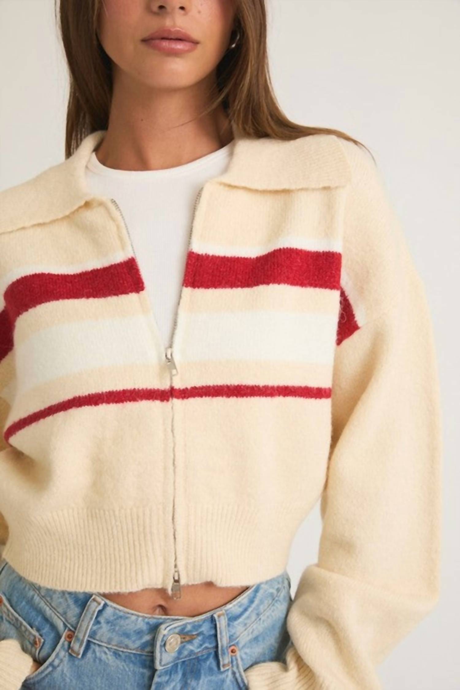 Le Lis - Collared Sweater Crop Jacket
