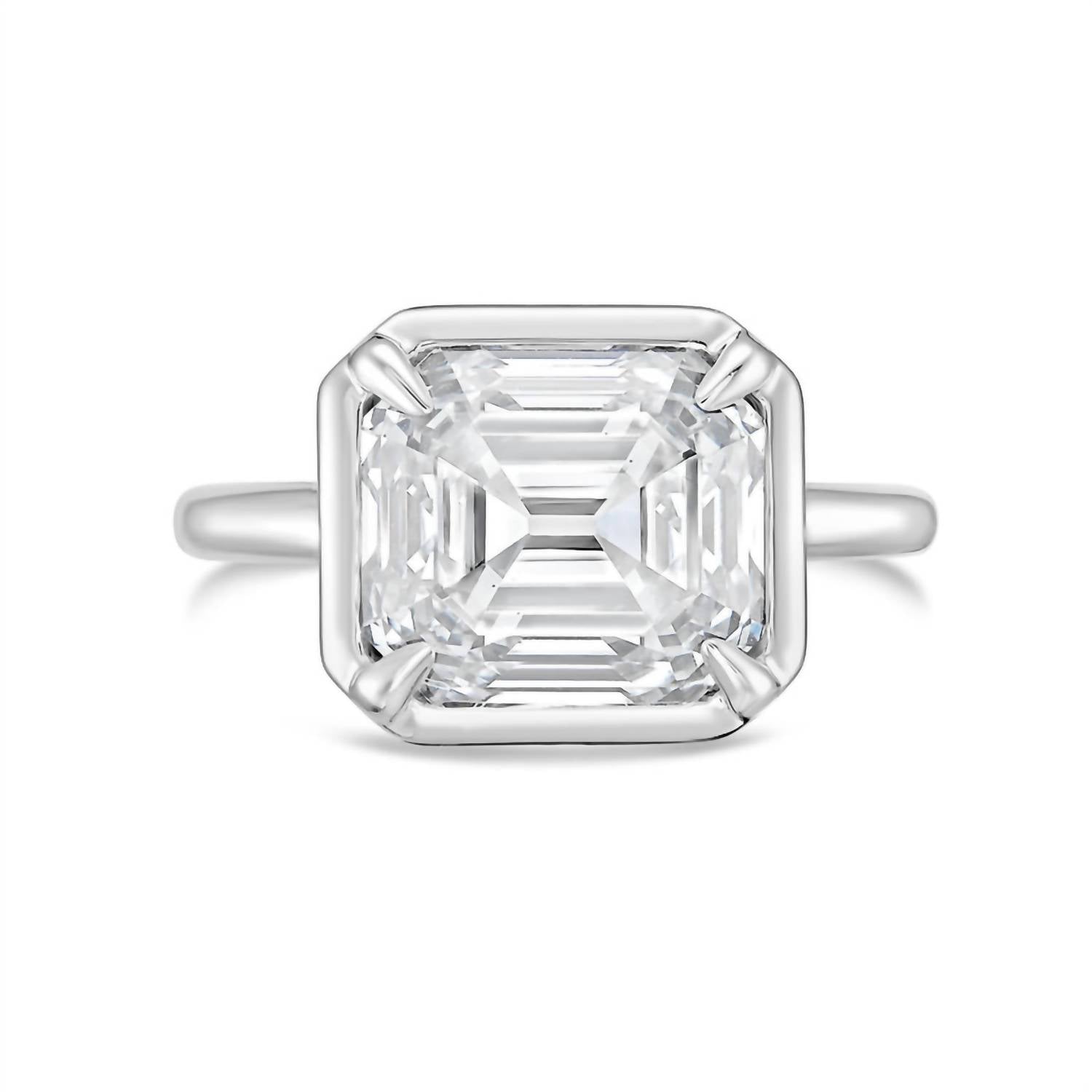 Diana M Jewels - Asscher-cut 4.00 Ct Lab-grown Diamond Bezel Solitaire Ring