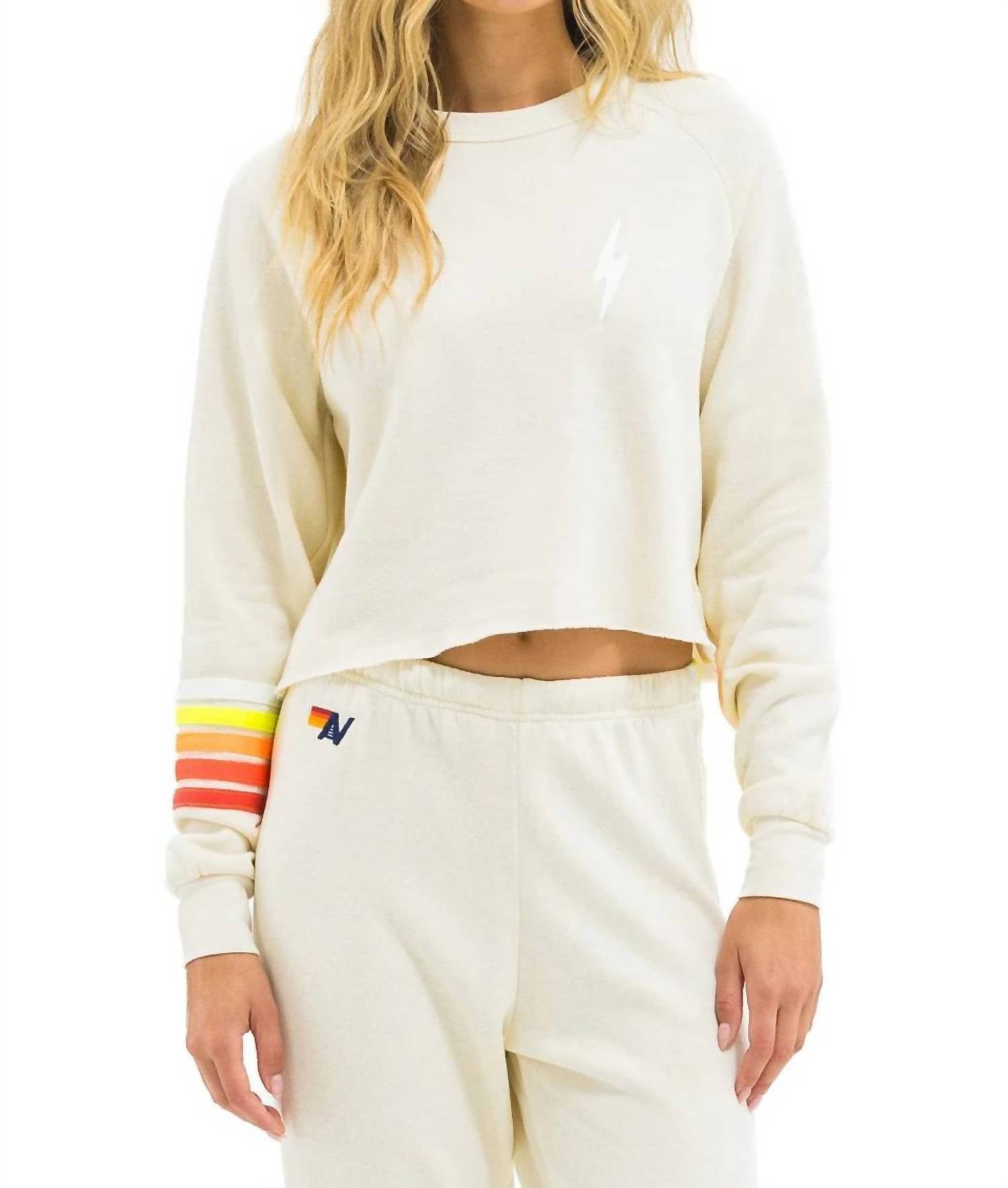 Aviator Nation - Bolt Rugby Stitch Crop Sweatshirt