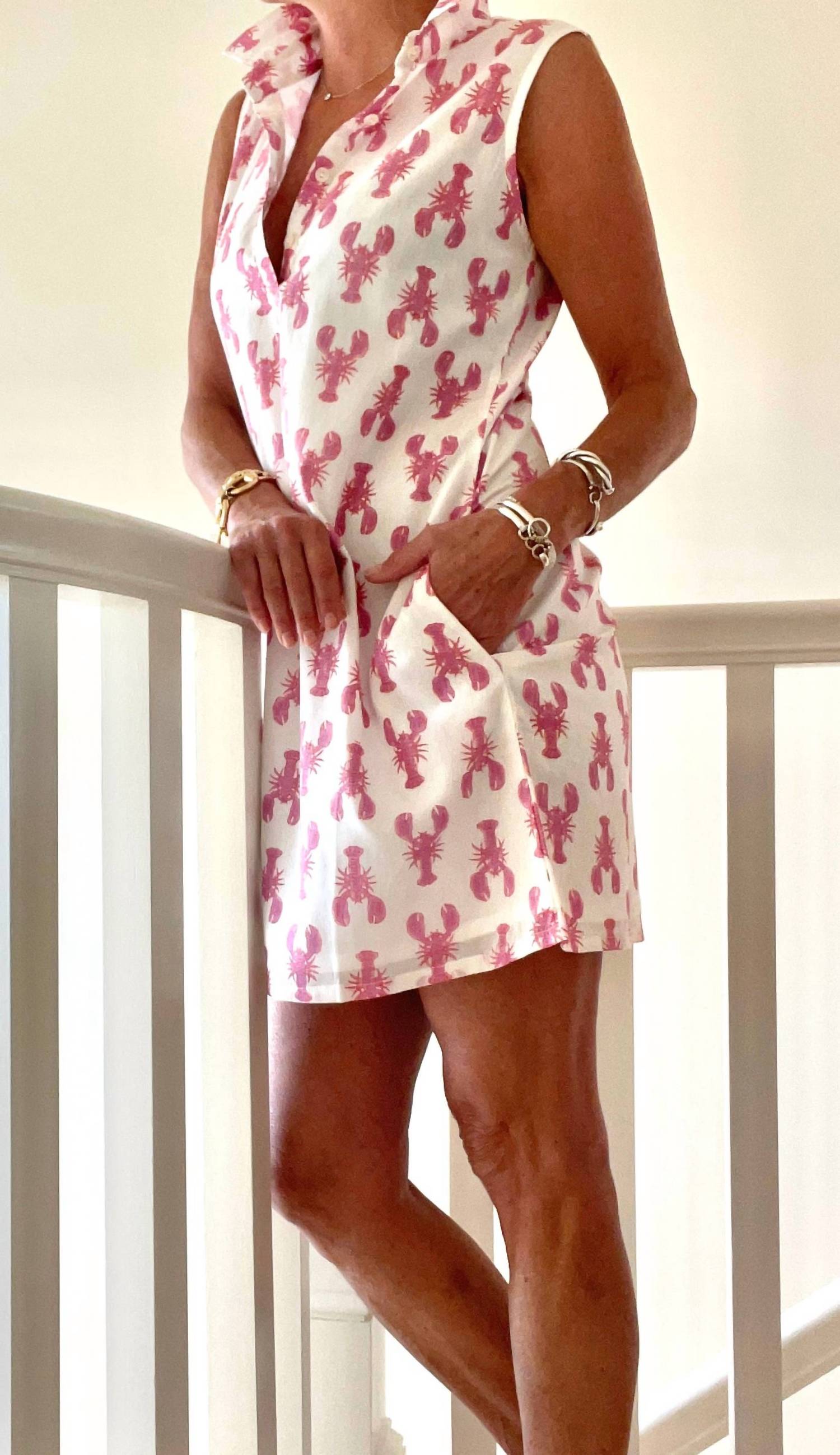 Pink Pineapple - Sconset Lobster Print Dress
