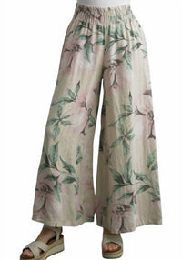 TEMPO PARIS Printed Wide Leg Pant in beige - women's pants - alternate view
