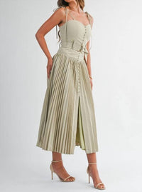 EB Luxe Sophie Dress in beige green - women's dress - alternate view
