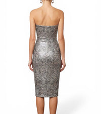NOOKIE Blind Date Midi Dress in silver metallic snake - women's dress - detail view