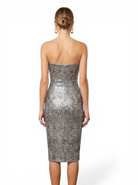 NOOKIE Blind Date Midi Dress in silver metallic snake - women's dress - alternate view