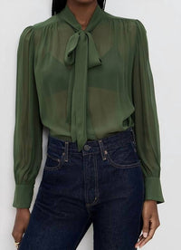Alice + Olivia - Thayer Tie Neck Slouchy Blouse