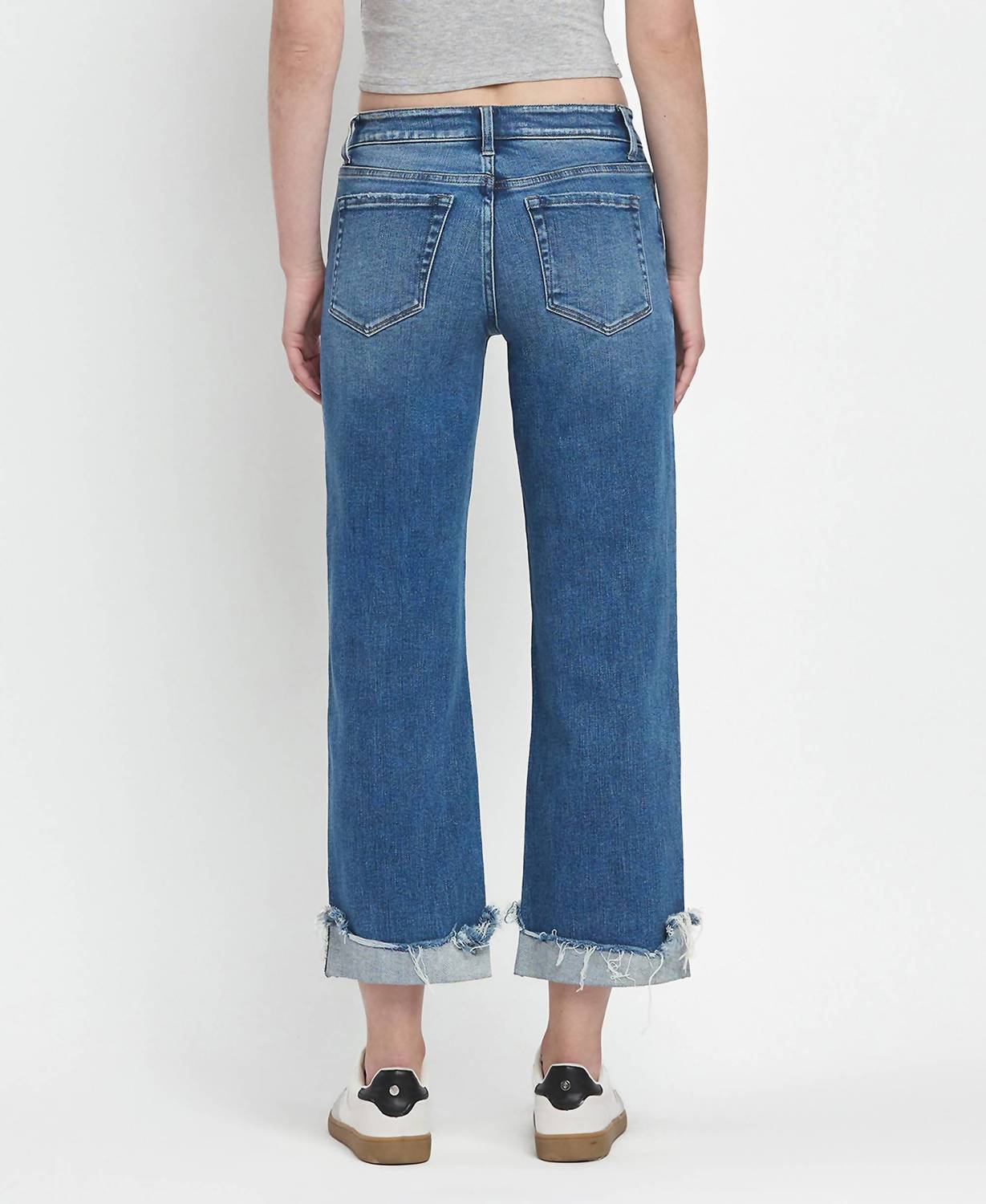 Flying Monkey - Mid Rise Raw Cuffed Hem Jeans