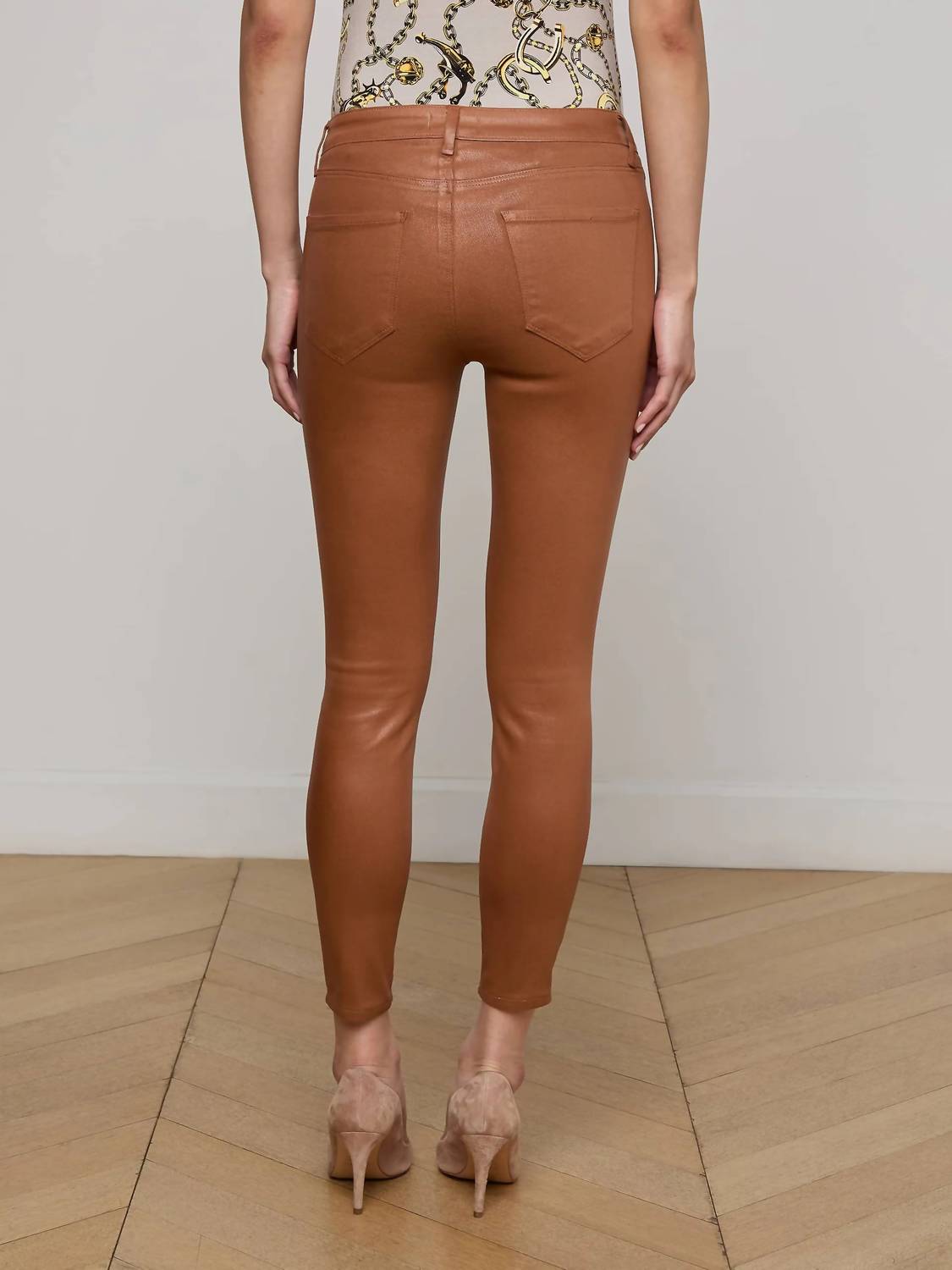 L'Agence Margot High-rise Skinny Jeans in cognac - women's jeans - alternate view