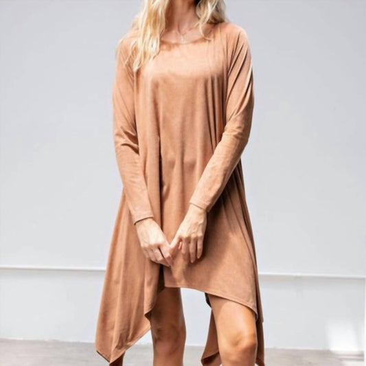 Easel - Faux Suede Sharkbite Hem Dress
