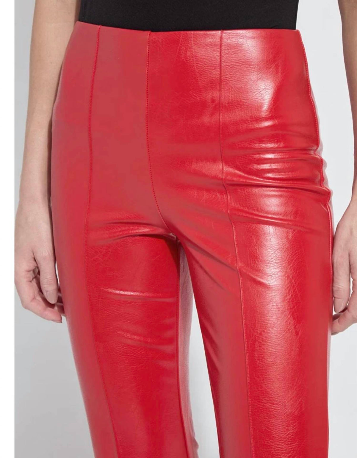 Lysse ANKLE ELYSSE VEGAN LEATHER (27.5" INSEAM) in extra ordinary red - women's pants - detail view