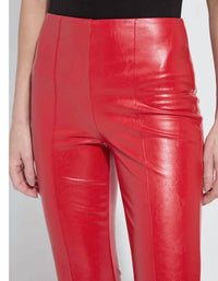 Lysse ANKLE ELYSSE VEGAN LEATHER (27.5" INSEAM) in extra ordinary red - women's pants - detail view