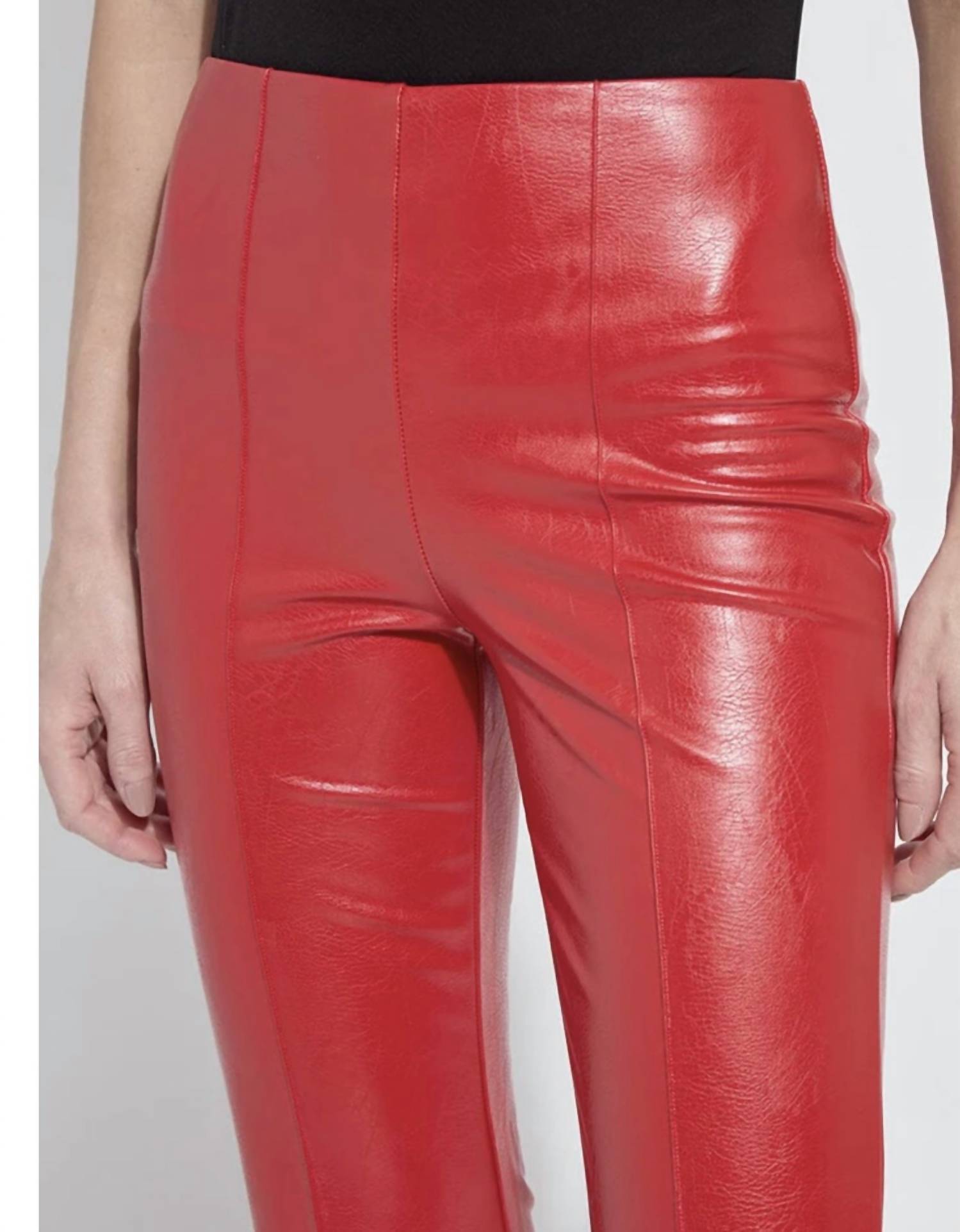 Lysse ANKLE ELYSSE VEGAN LEATHER (27.5" INSEAM) in extra ordinary red - women's pants - detail view