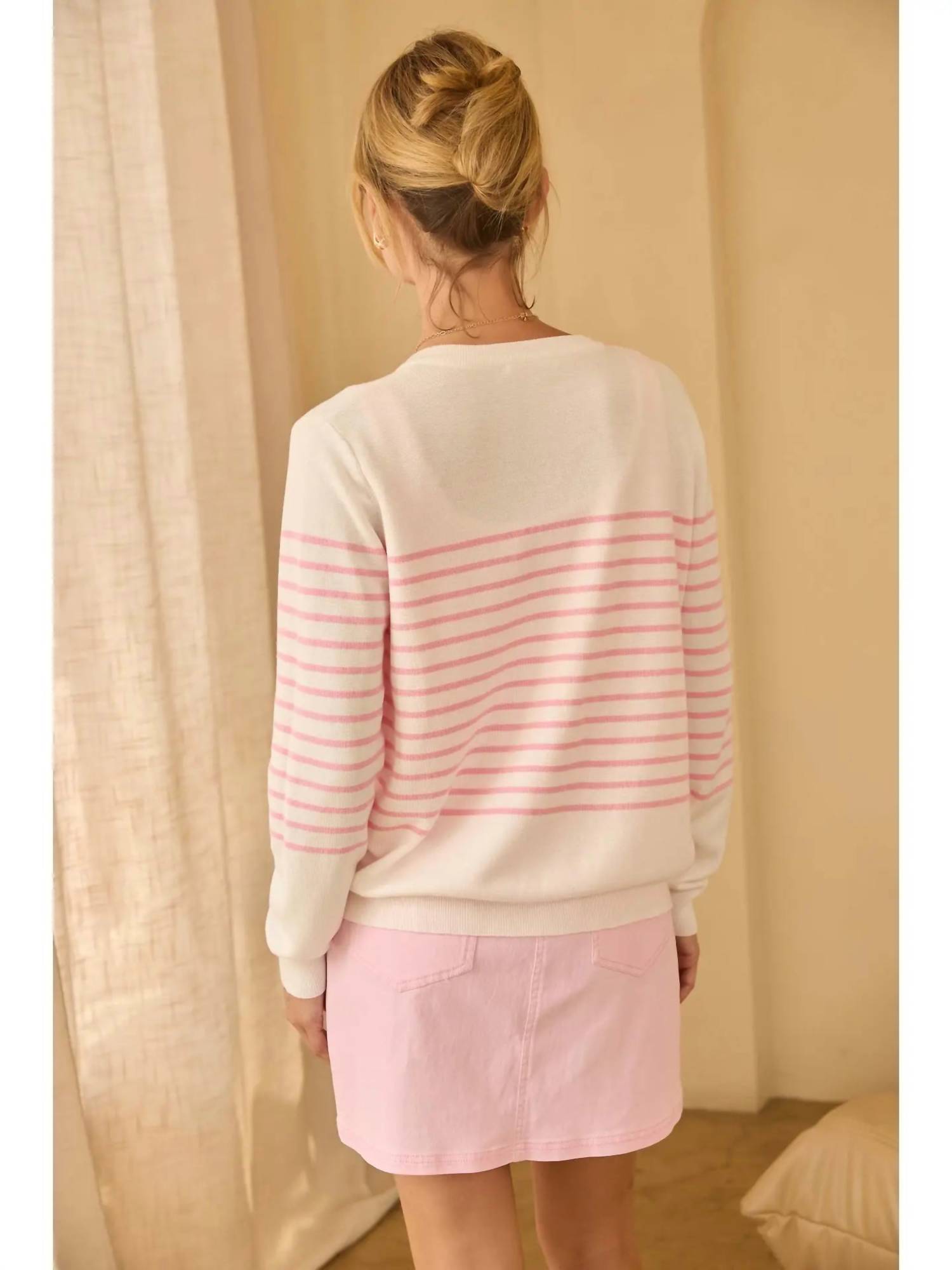 SKIES ARE BLUE Missy Cardigan in pink - women's cardigan - detail view