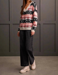 Tribal - Looped Yarn V-neck Sweater