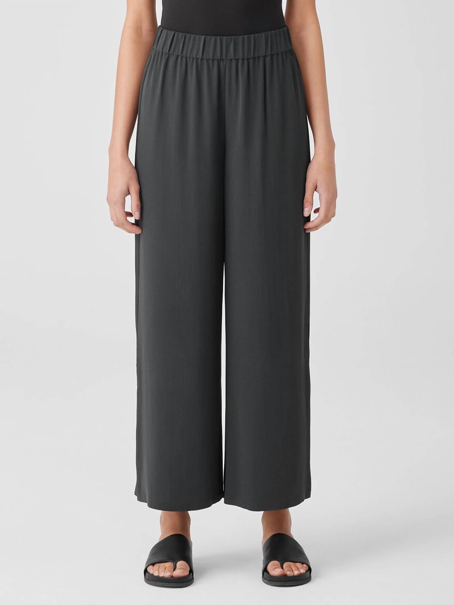 Eileen Fisher - Silk Georgette Crepe Pant With Slits