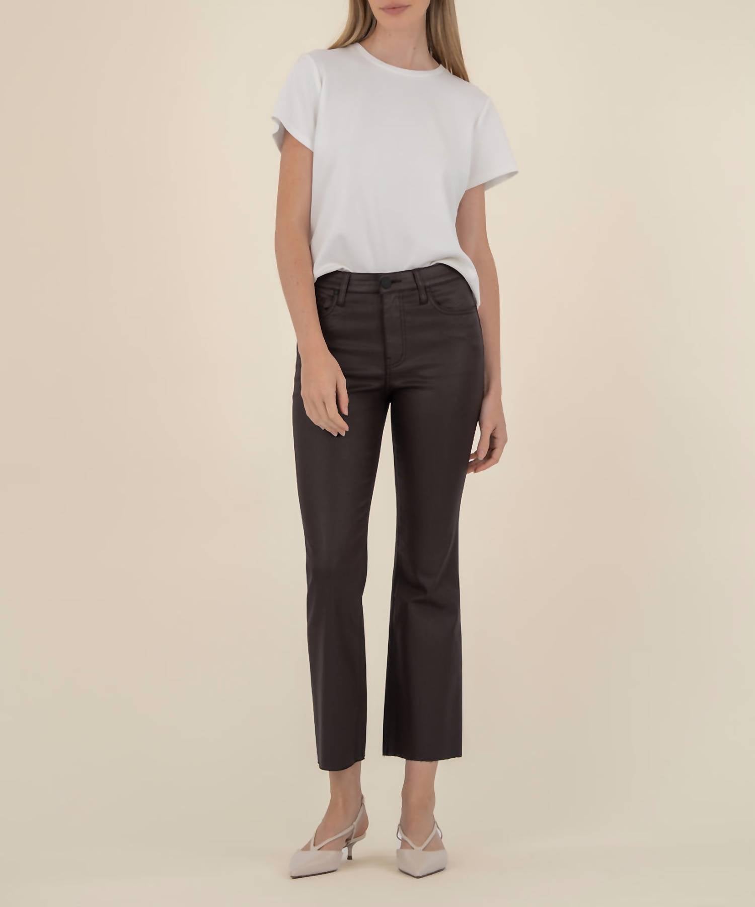 Kut From The Kloth - Kelsey Coated High Rise Ankle Flare Pants