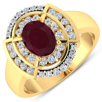 Diana M Jewels Women's Oval Natural Ruby Fashion Ring (1.97 Ct) - Classic in 14k yellow gold - women's jewelry - detail view