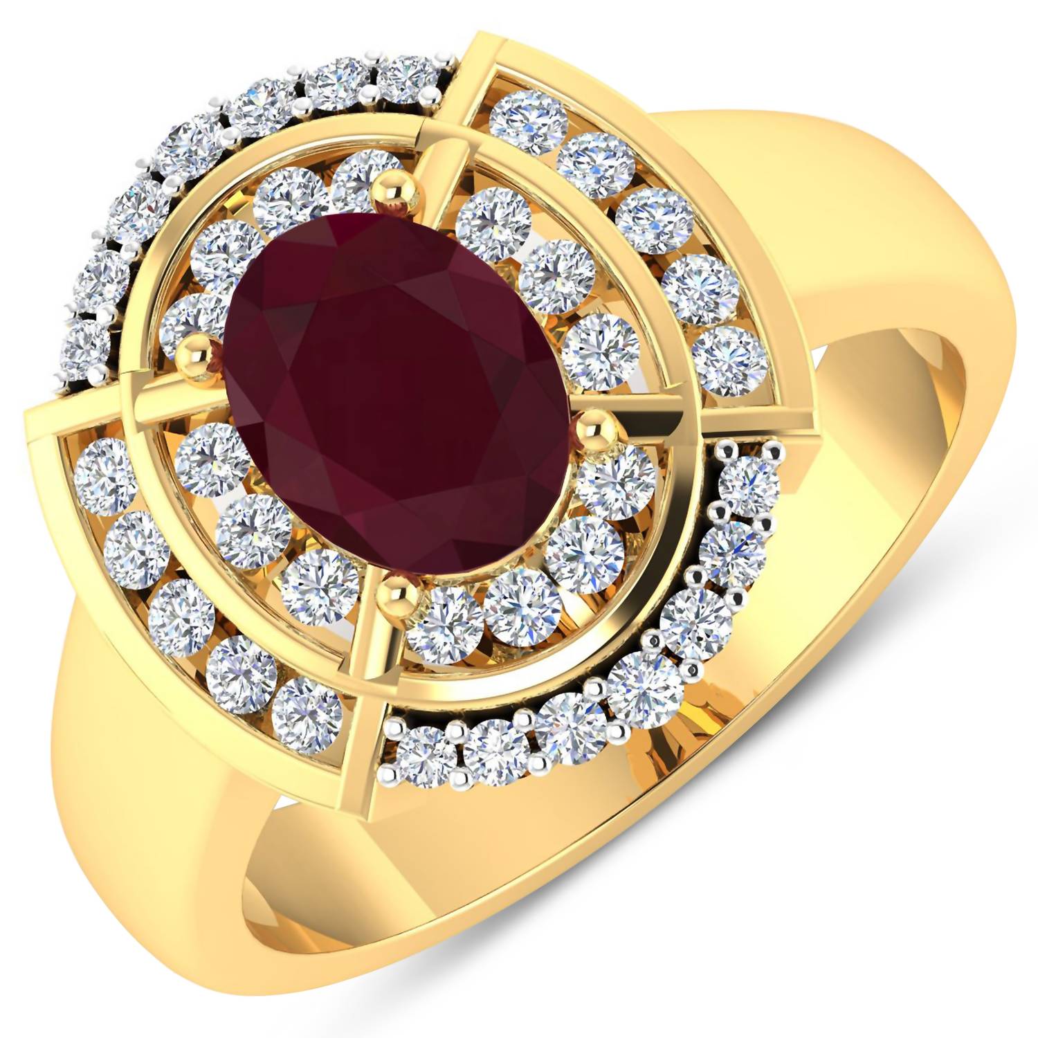 Diana M Jewels Women's Oval Natural Ruby Fashion Ring (1.97 Ct) - Classic in 14k yellow gold - women's jewelry - detail view