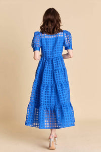 English Factory - Gridded Organza Tiered Maxi Dress