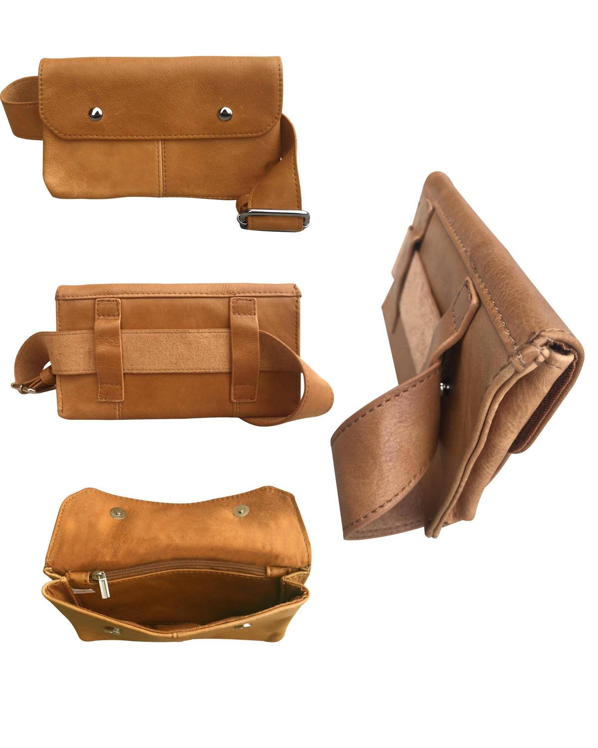 Roma Leathers Women's Sling Bag Fanny Pack in natural brown - women's bag - view 5