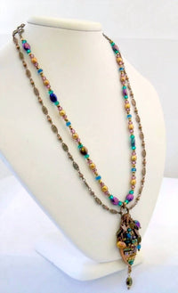 Michal Golan - Women's Double Chain Oval Pendant Necklace