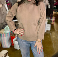 Blu Pepper - Solid Mock Neck Seam Front Knit Sweater