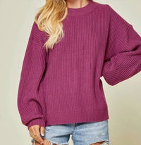 She + Sky - Balloon Sleeves Sweater