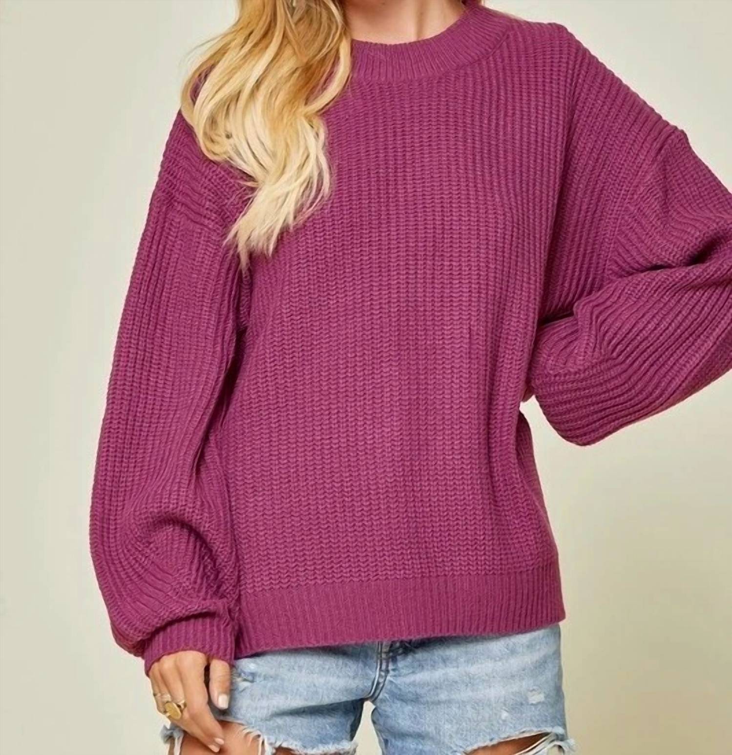 She + Sky - Balloon Sleeves Sweater