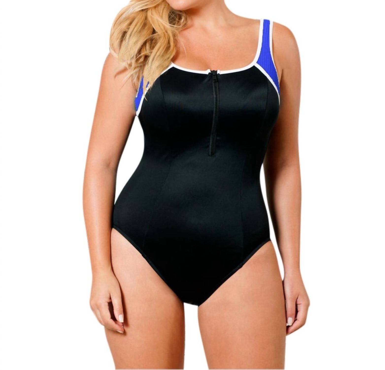 Miraclesuit Great Scott One Piece Swimsuit - Plus in blue colorblock - women's swimwear