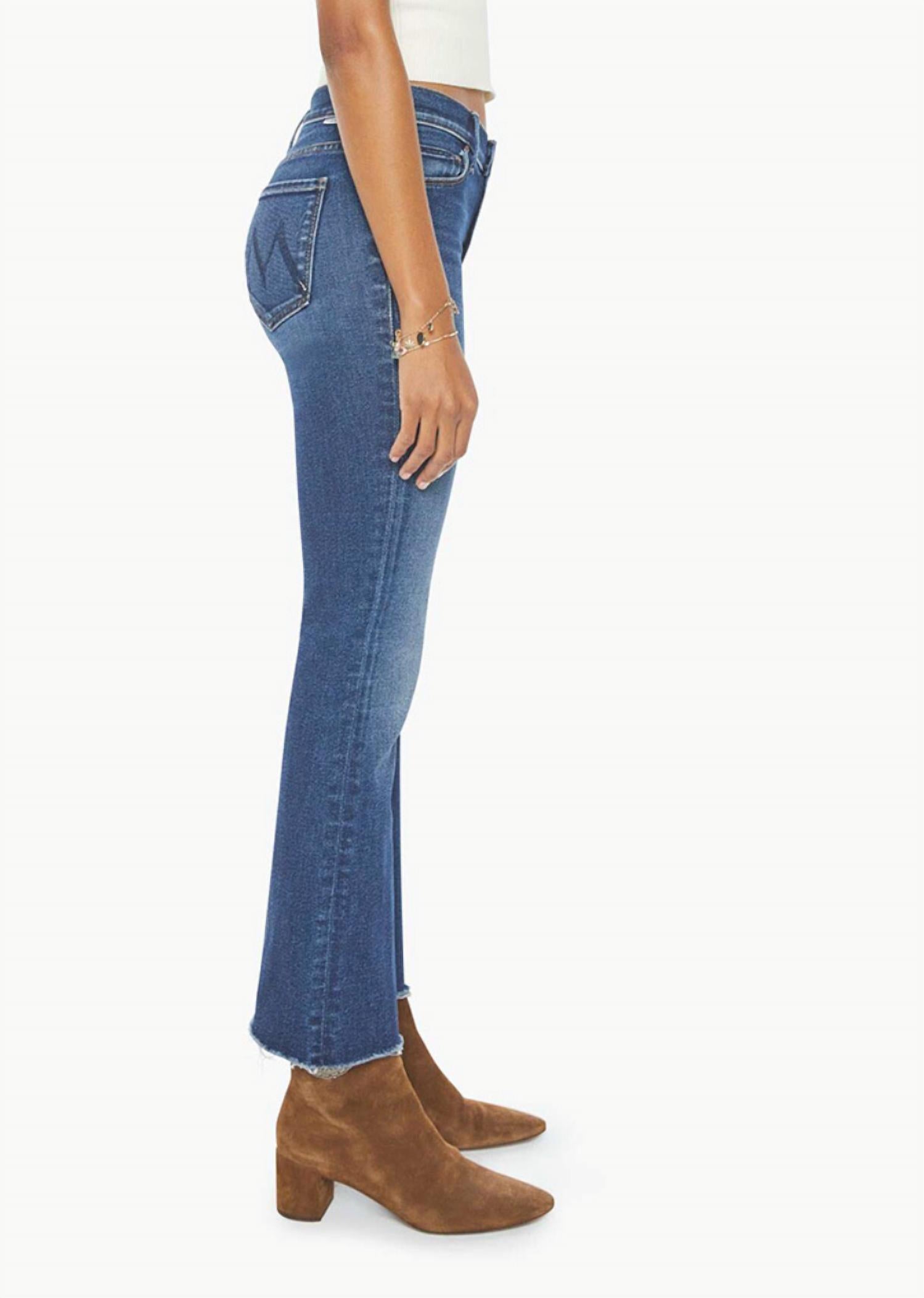 Mother Outsider Ankle Fray Flare Jeans in uncharted waters - women's jeans - alternate view