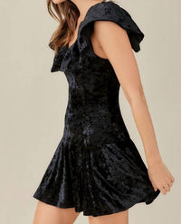 Mustard Seed - Ruffle Velvet Mini Dress