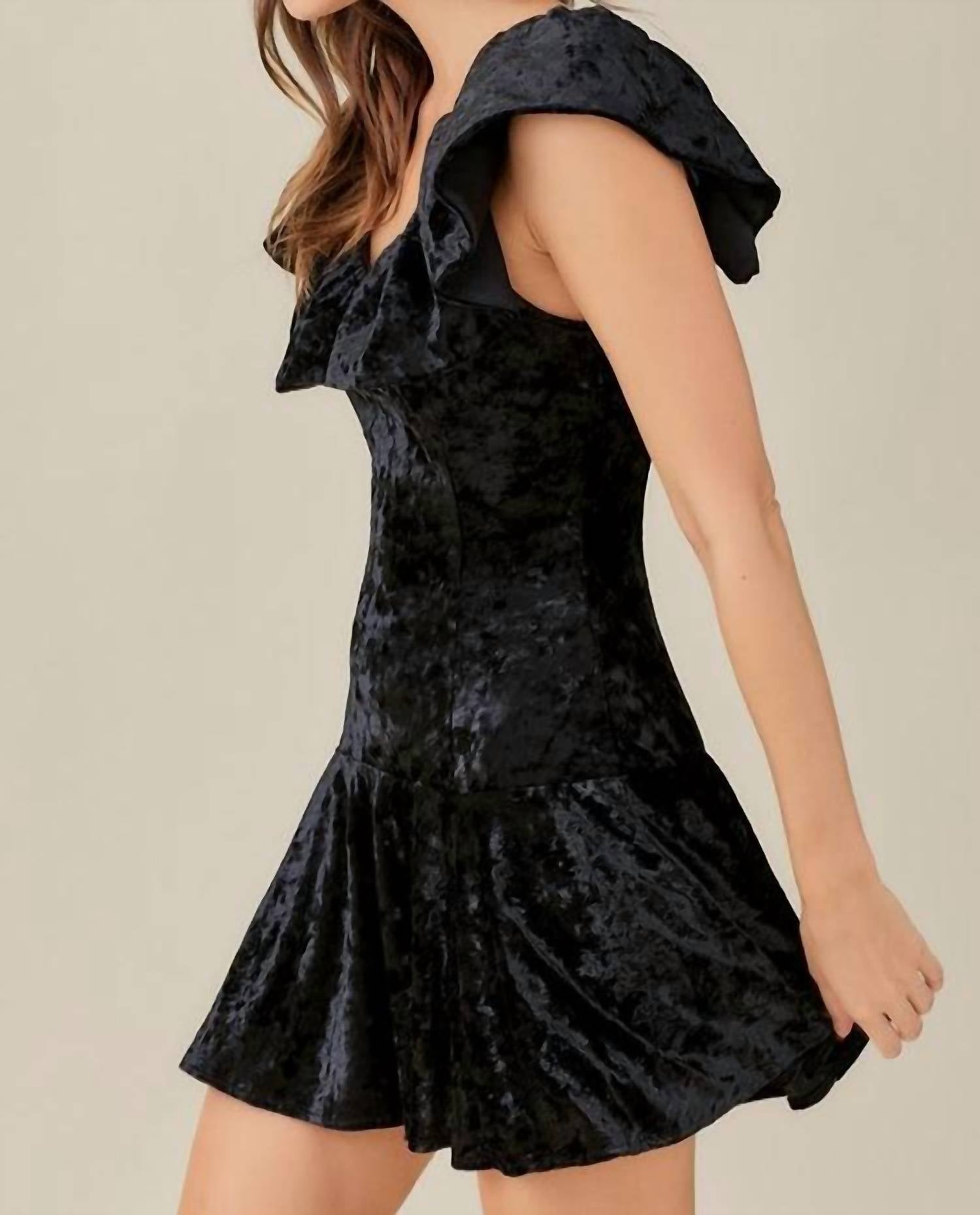 Mustard Seed - Ruffle Velvet Mini Dress