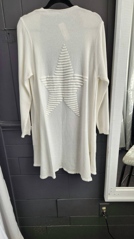 Venti6 - Women's Lurex Gold Star Mid Length Cardigan