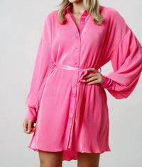 Fantastic Fawn - Pleated Mini Dress With Belt