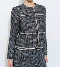 Ina Fashion - Boucle Tweed Braid Trim Jacket