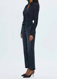 PISTOLA Ally High Rise Bootcut Jeans in after hours - women's jeans - detail view