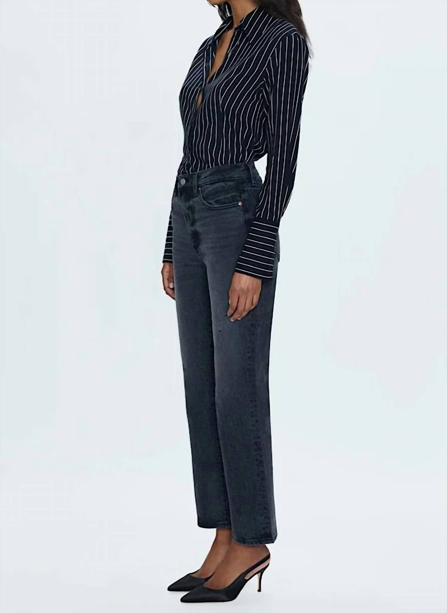 PISTOLA Ally High Rise Bootcut Jeans in after hours - women's jeans - detail view