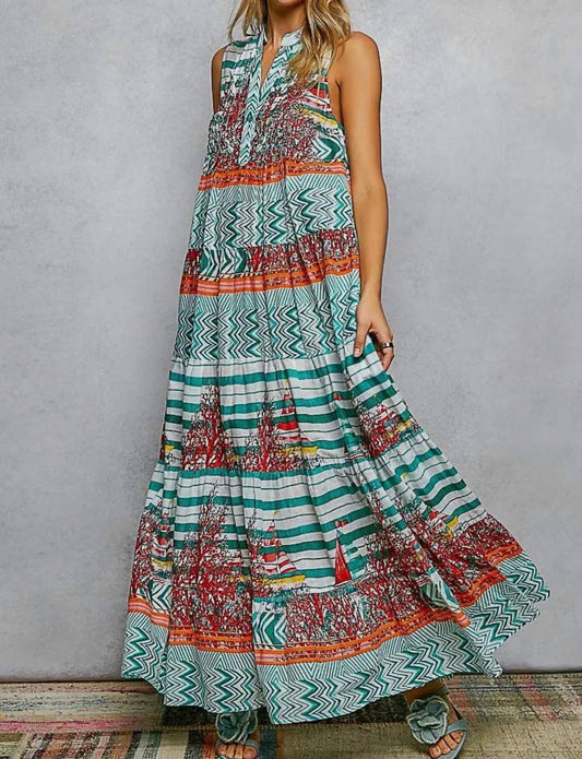 Pol - V Neck Sleeveless Long Dress