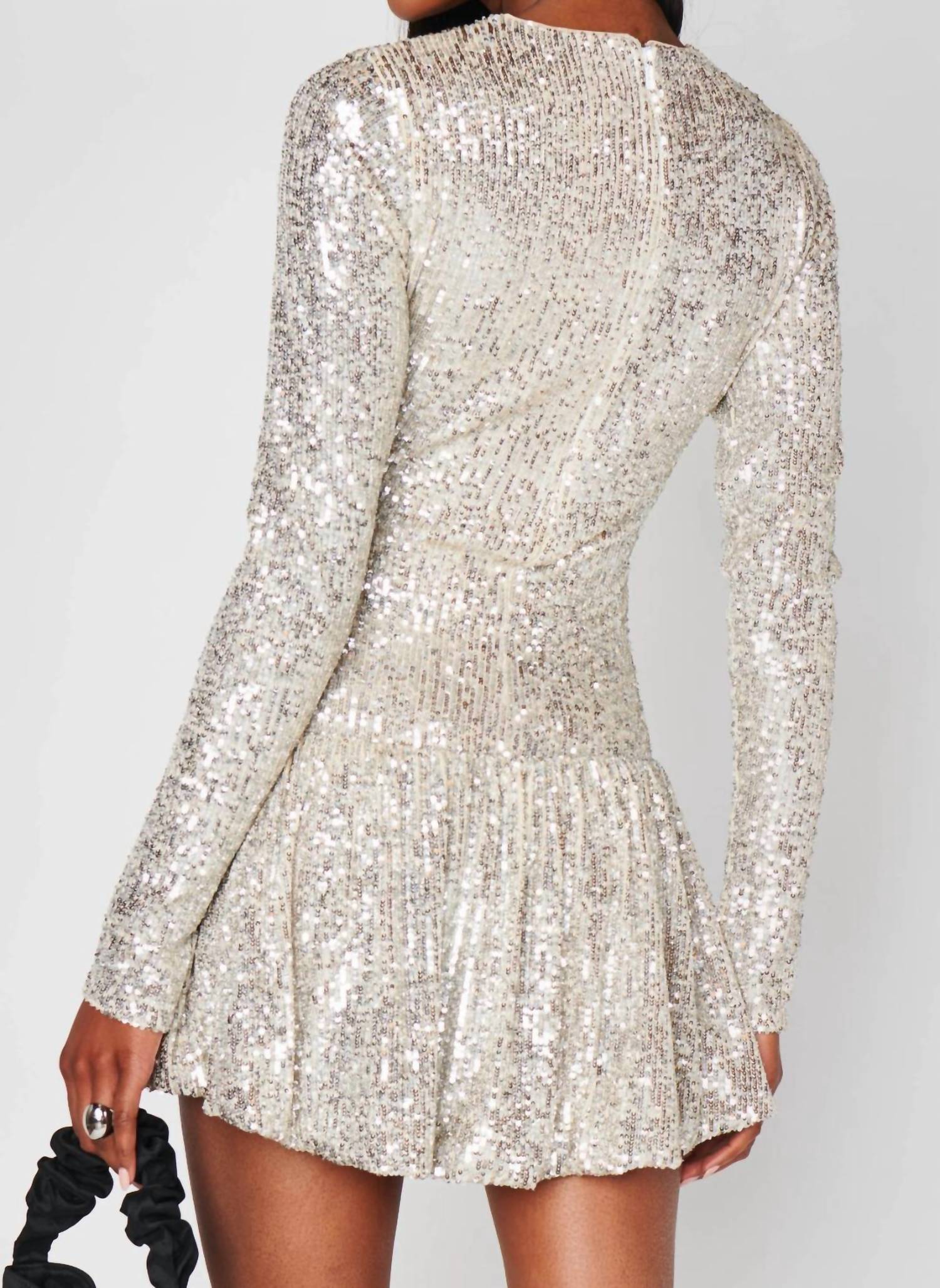 Show Me Your Mumu Zelda Mini Dress in platinum sequins - women's dress - alternate view