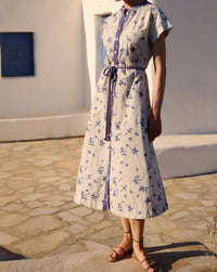 Oliphant - Cap Sleeve Shirt Dress Midi Dress
