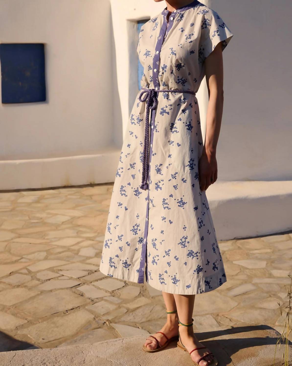 Oliphant - Cap Sleeve Shirt Dress Midi Dress