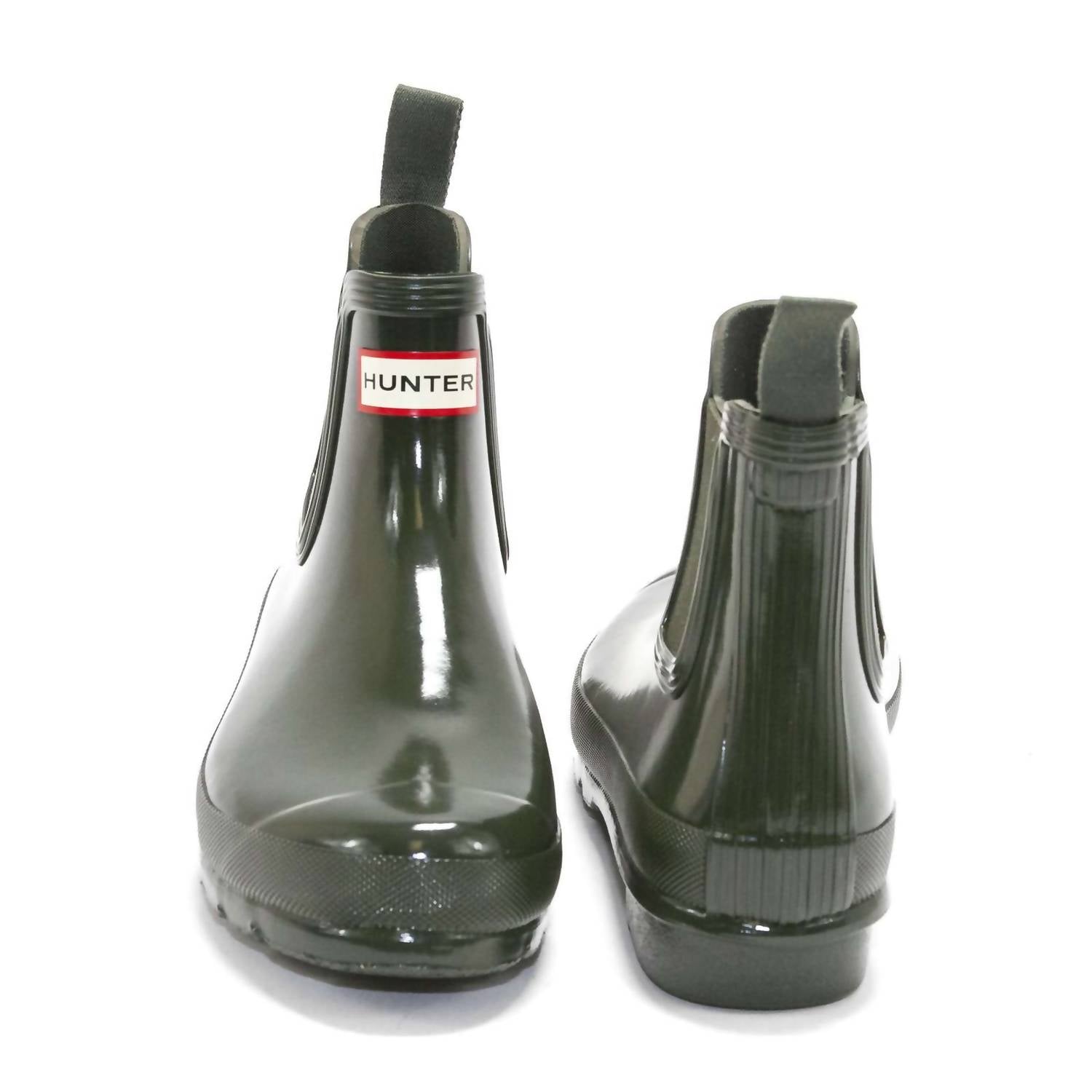 HUNTER Women's Chelsea Gloss Rain Boots in dark olive - women's shoe - view 4