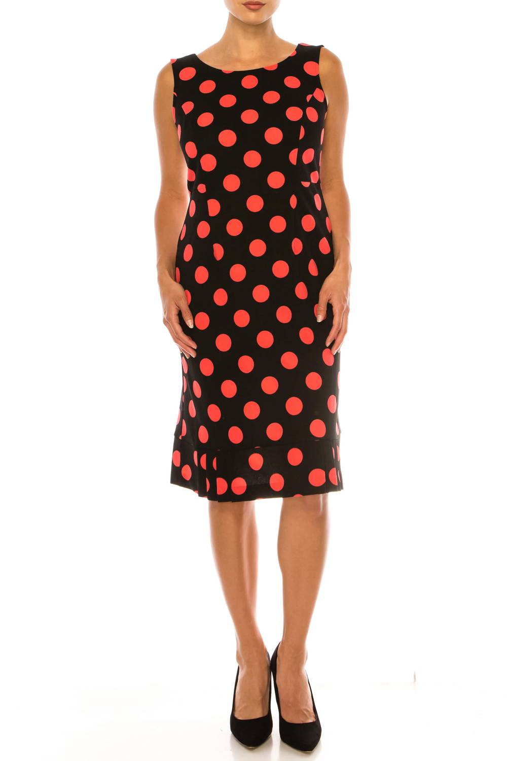 Maya Brooke - Polka Dot Pleated Hem Jacket Dress