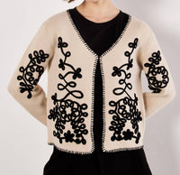 APRICOT Women's Swirl Cornelli Embr Cardigan in natural - women's sweater