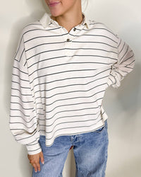 Bucketlist - Classic Stripe Long Sleeve Polo Top